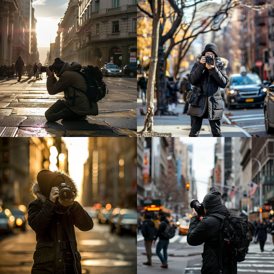 A photographer on the street taking pictures
